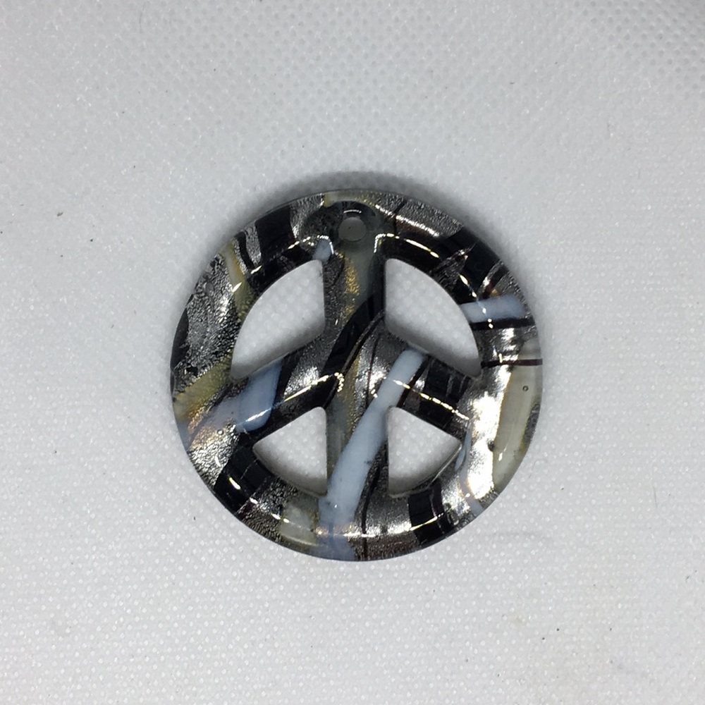 Glass Peace Sign Necklace Pendant